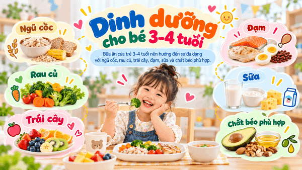 Dinh dưỡng cho bé 3–4 tuổi