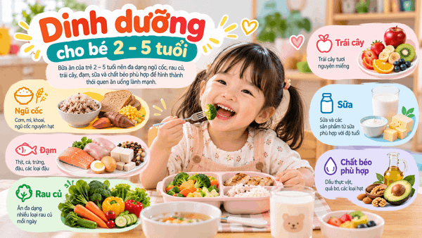 Dinh dưỡng cho bé 2–5 tuổi