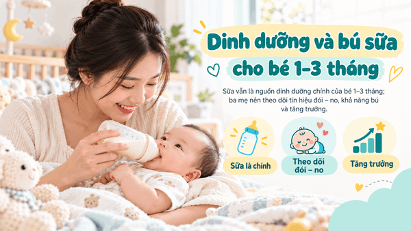 Dinh dưỡng và bú sữa cho bé 1–3 tháng