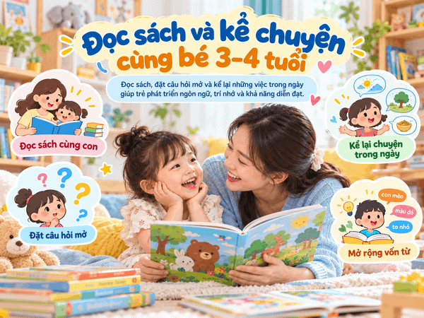 Đọc sách và kể chuyện cùng bé 3–4 tuổi