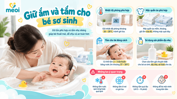 Giữ ấm và tắm cho bé sơ sinh