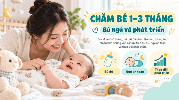 Chăm bé 1–3 tháng về bú ngủ và phát triển