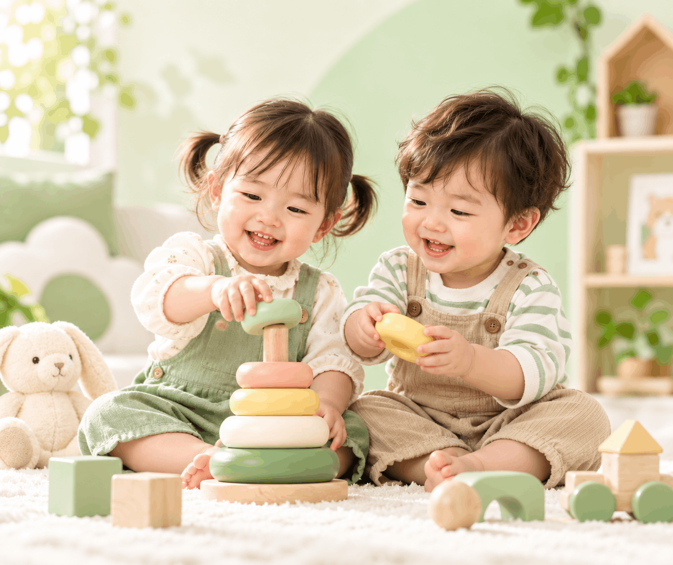 Bé 1-2 tuổi chơi tháp xếp hình