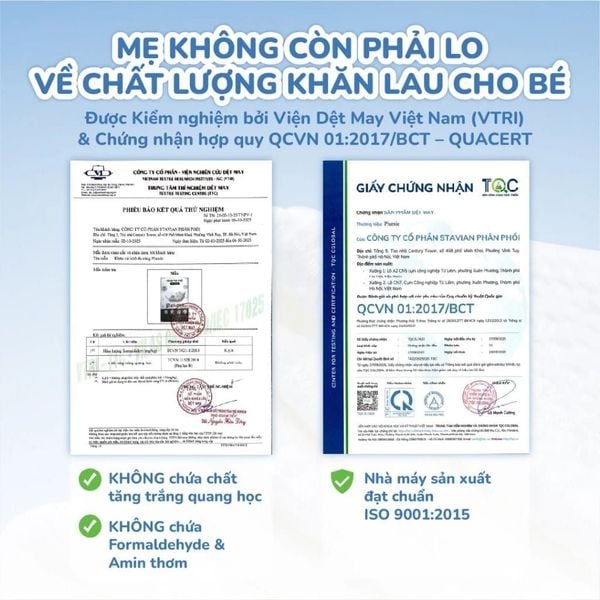 Chứng chỉ khăn Khô Đa Năng Piumie