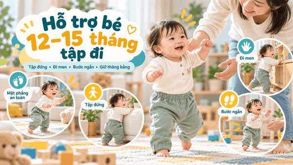 Hỗ trợ bé 12–15 tháng tập đi