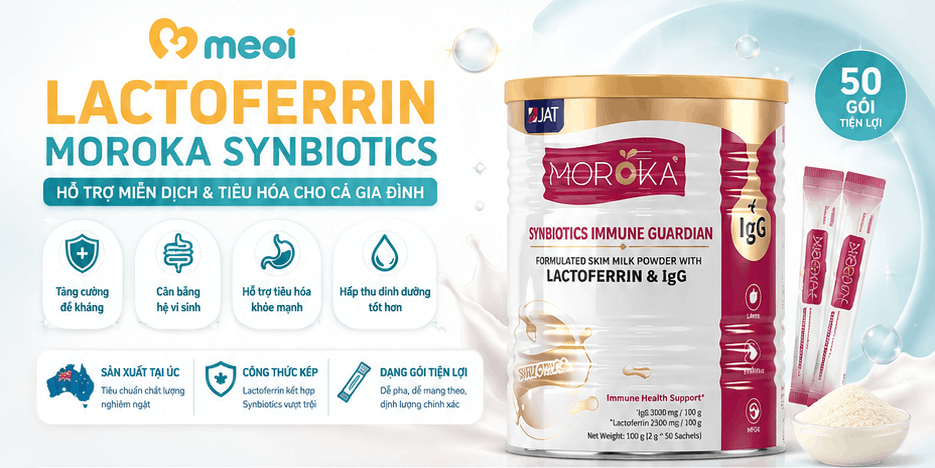 Hộp Lactoferrin Moroka Synbiotics Úc 100g chính hãng 50 gói