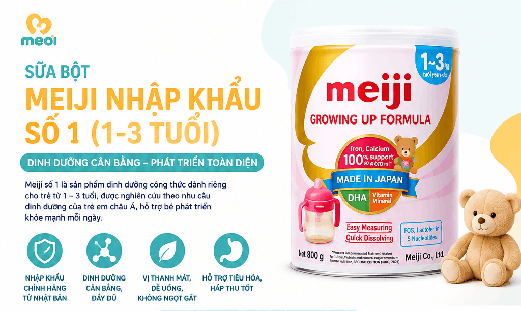 Sữa Meiji Nhập Khẩu Số 1 800g Cho Bé 1-3 Tuổi Chính Hãng Tại Mẹ Ơi