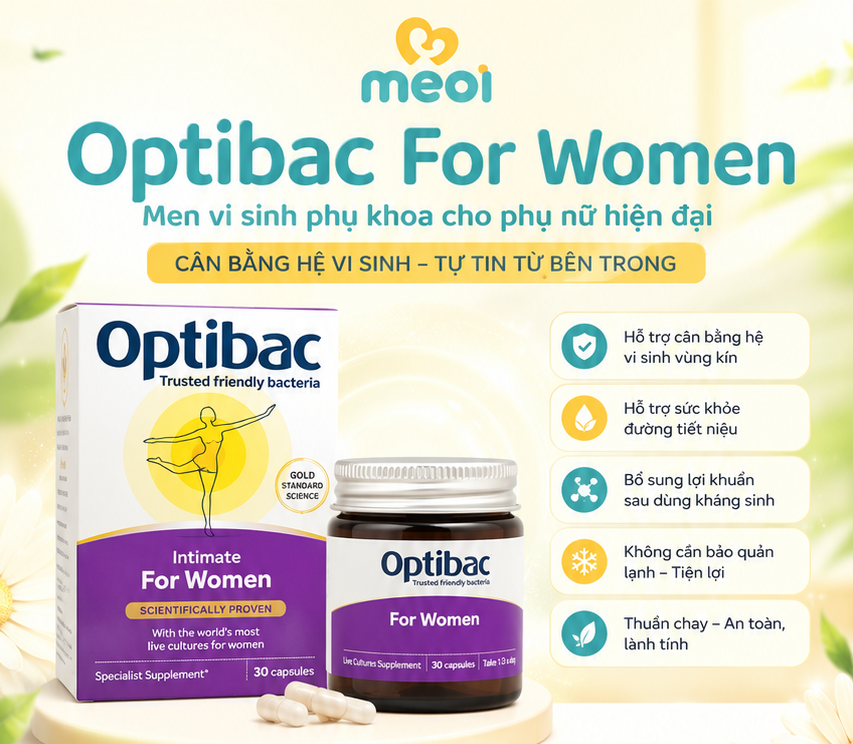 Men vi sinh phụ khoa Optibac tím 30 viên Chính Hãng Tại Mẹ Ơi