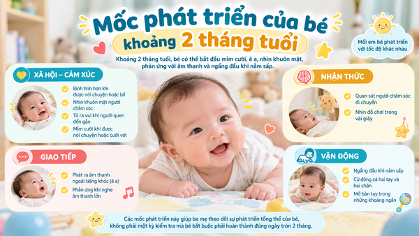 Mốc phát triển của bé khoảng 2 tháng tuổi
