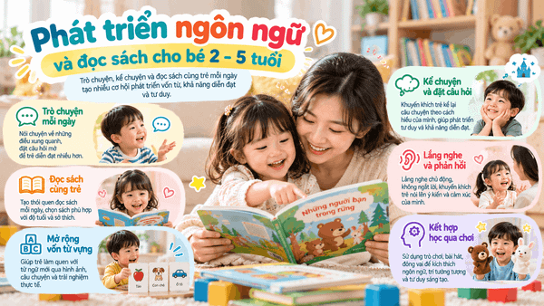 Phát triển ngôn ngữ và đọc sách cho bé 2–5 tuổi