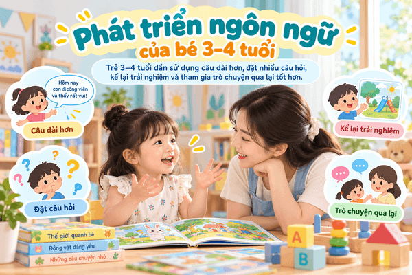 Phát triển ngôn ngữ của bé 3–4 tuổi