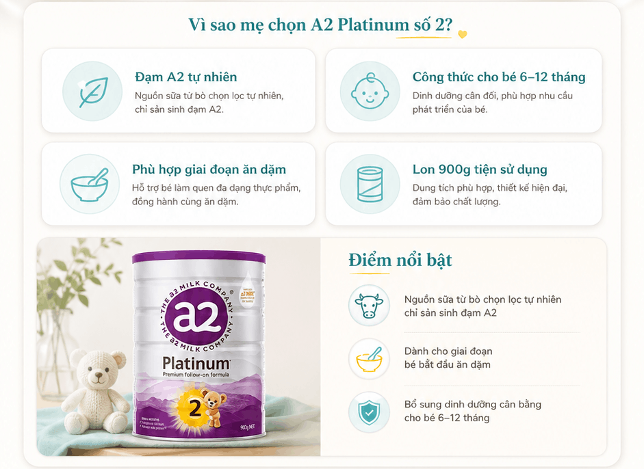 Sữa A2 Platinum cho bé 6-12 tháng nổi bật