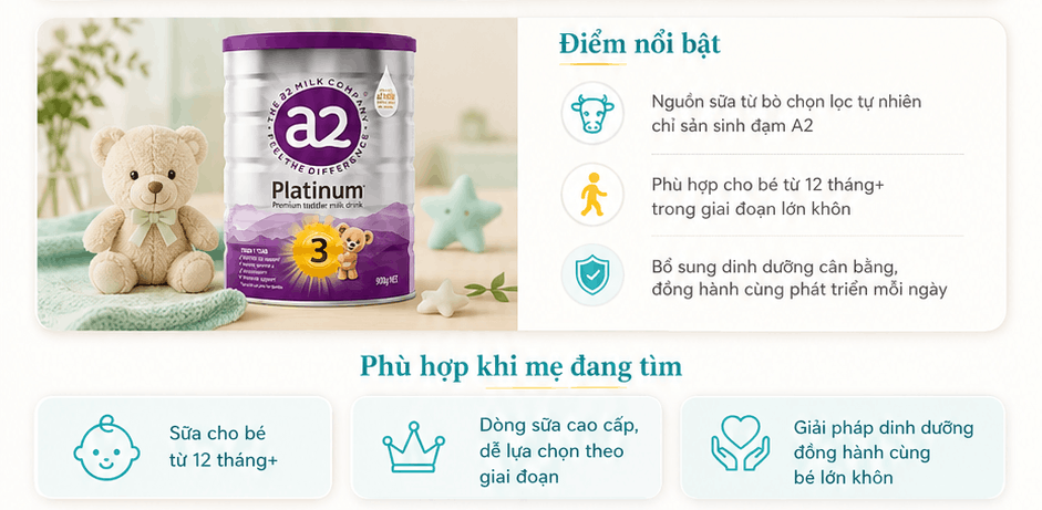 Sữa A2 Platinum số 3 900g 12M+