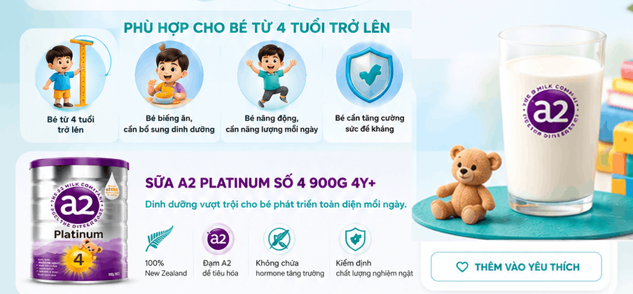 Sữa A2 Platinum số 4 900g 4Y+