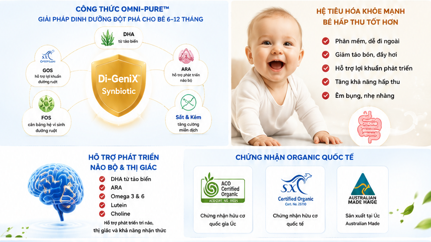 Sữa Bellamy's Organic Omni-Pure số 2 800g thành phần nổi bật