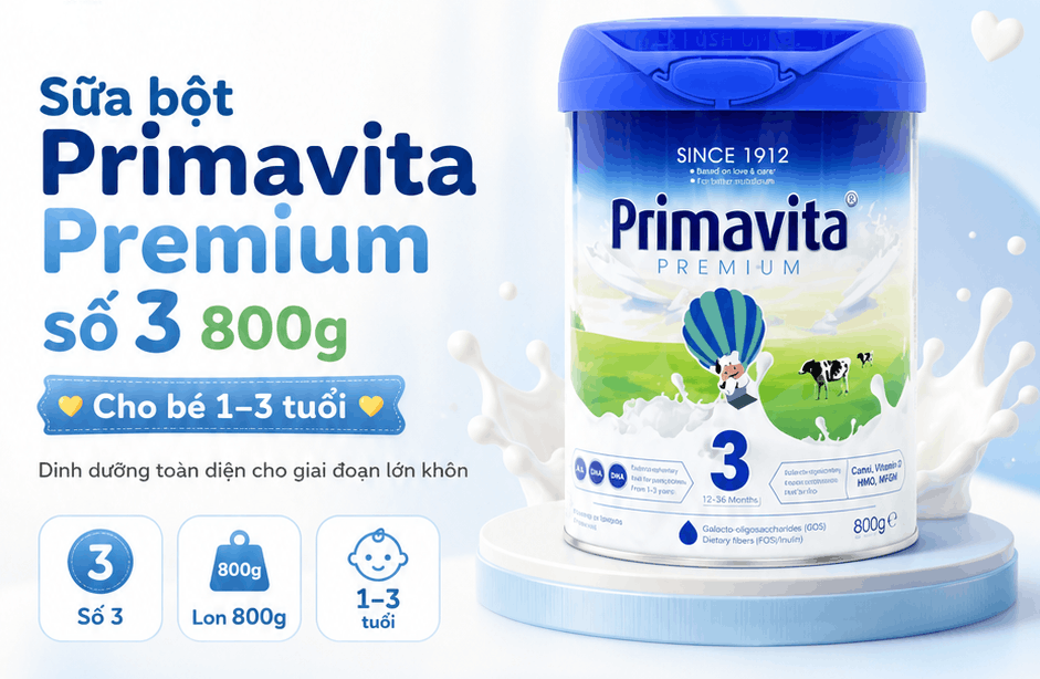 Sữa bột Primavita premium số 3 800g 1-3Y