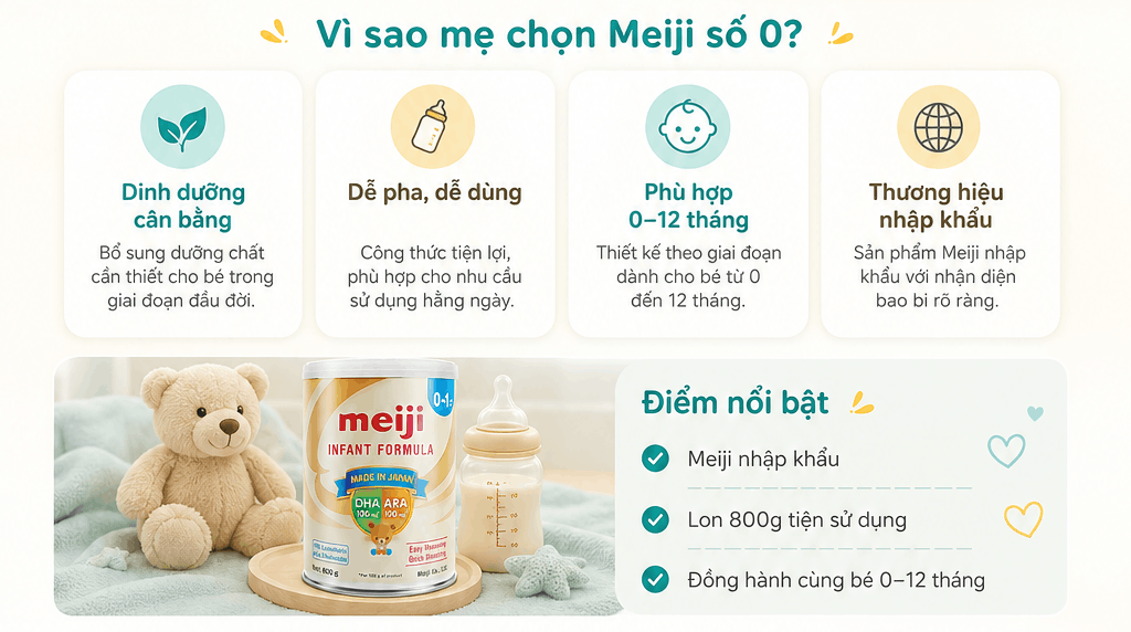 Sữa Meiji nhập khẩu số 0 800g thành phần