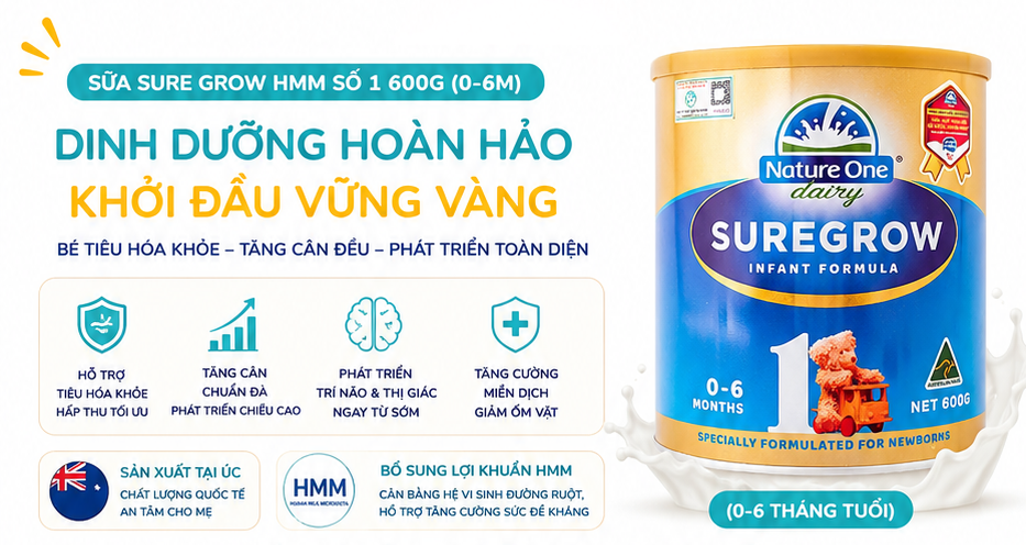 Sữa Sure Grow HMM số 1 600g (0-6M) Chính Hãng
