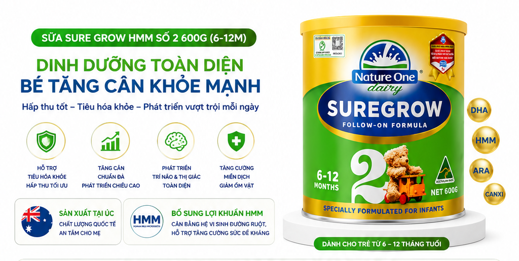 Sữa Sure Grow HMM số 2 600g (6-12M) Chính Hãng