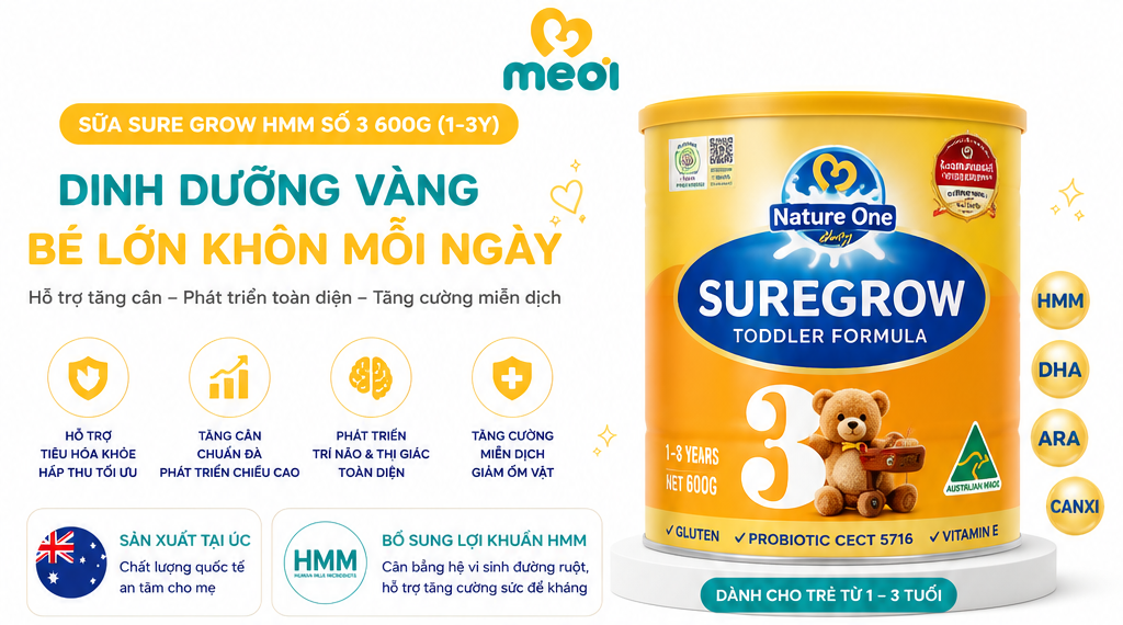 Sữa Sure Grow HMM số 3 600g (1-3Y) Chính Hãng