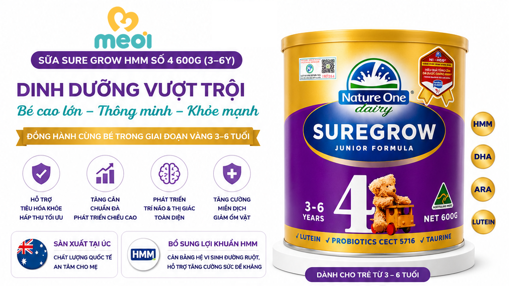 Sữa Sure Grow HMM số 4 600g (3-6Y) Chính Hãng Tại Mẹ Ơi