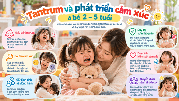 Tantrum và phát triển cảm xúc ở bé 2–5 tuổi