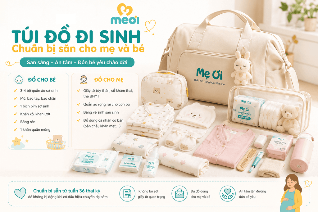 Túi đồ đi sinh chuẩn bị sẵn cho mẹ và bé