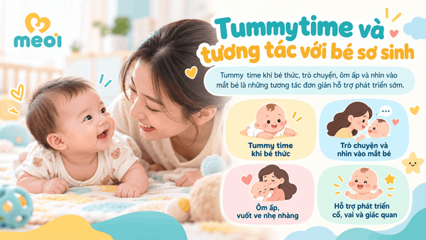 Tummy time và tương tác với bé sơ sinh