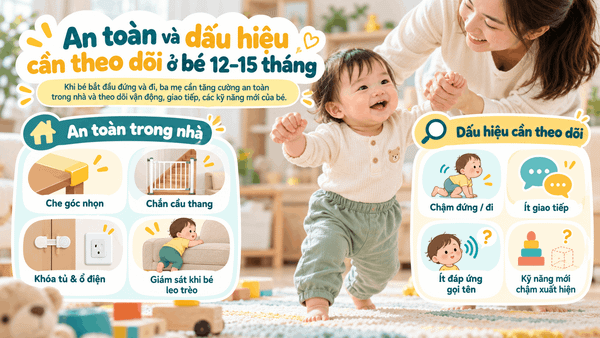An toàn và dấu hiệu cần theo dõi ở bé 12–15 tháng