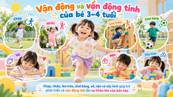 Vận động và vận động tinh của bé 3–4 tuổi