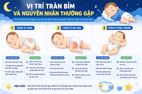 Vị trí tràn bỉm và nguyên nhân thường gặp