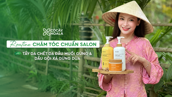 Routine chăm tóc chuẩn Salon với Tẩy Da Chết Da Đầu Muối Gừng và Dầu Gội Xả Gừng Dừa