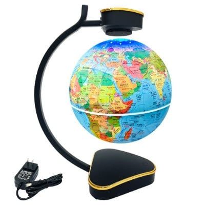 Quả địa cầu phi 20cm hành chính tự nhiên song ngữ lơ lửng tự xoay