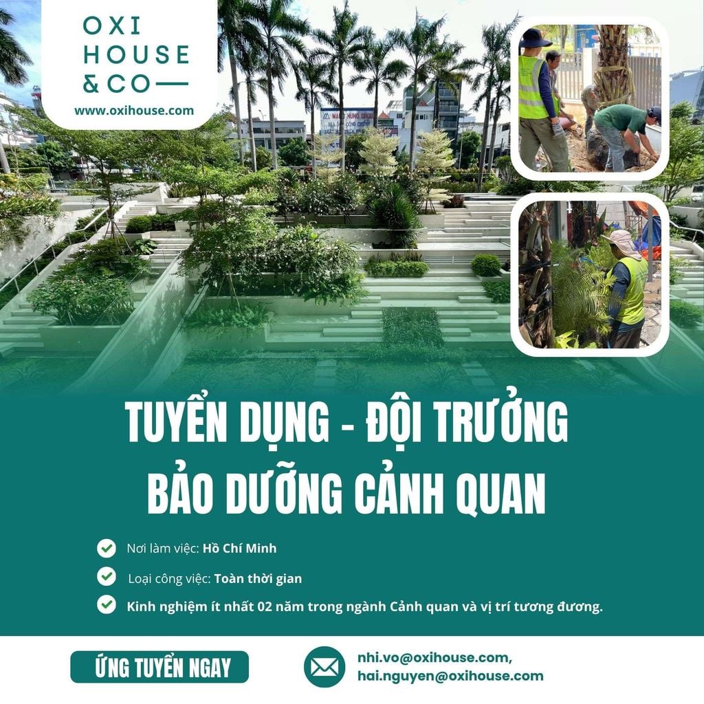 [TUYỂN DỤNG] ĐỘI TRƯỞNG BẢO DƯỠNG CẢNH QUAN