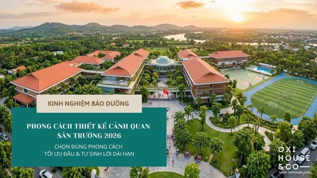 5 PHONG CÁCH THIẾT KẾ CẢNH QUAN SÂN TRƯỜNG 2026 GIÚP TỐI ƯU CHI PHÍ HIỆU QUẢ