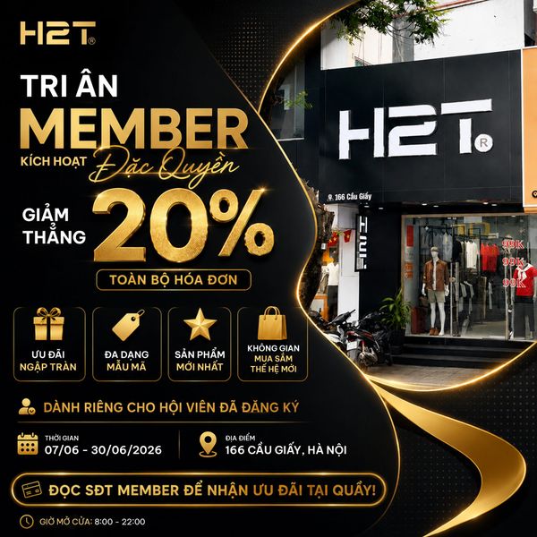 🎁  H2T TRI ÂN MEMBER – GIẢM THẲNG 20% TOÀN BỘ HÓA ĐƠN 🔥