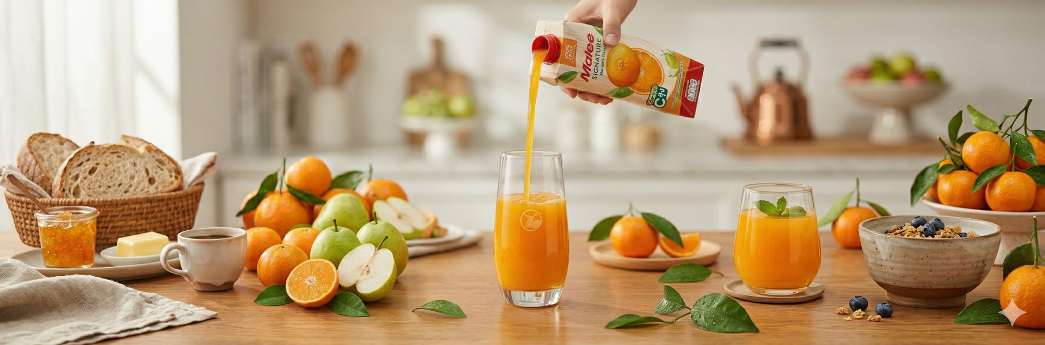 Nước Ép Hỗn Hợp Cam Với Tép Cam Và Rau Quả Hương Vị Quýt Malee Signature 1L - Nhập Khẩu Thái Lan | 100% Orange Juice With Pulp Mixed With Fruit And Vegetable Juice Mandarin Orange Flavored 1L