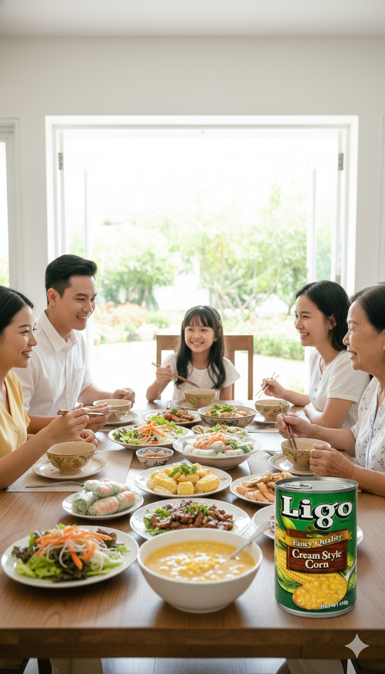 Bắp / Ngô Kem Đóng Hộp Ligo 410 g - Thương Hiệu Mỹ, SX Thái Lan | Ligo Canned Cream Style Corn 410 g