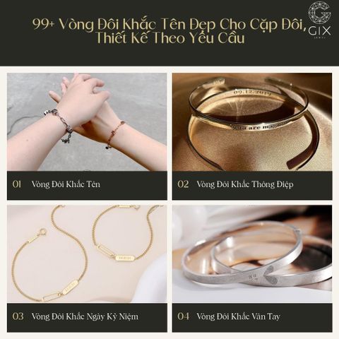 99+ Vòng Đôi Khắc Tên Đẹp Cho Cặp Đôi, Thiết Kế Theo Yêu Cầu
