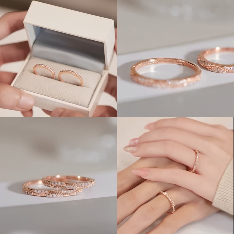 Sắc vàng hồng ấm áp cùng hàng đá tấm của mẫu nhẫn Mature Loop thời thượng