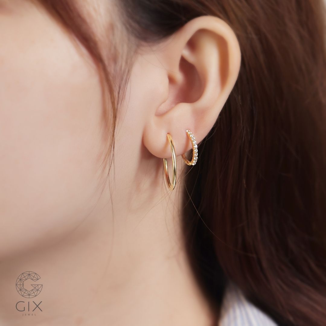 Bông tai khoen tròn đính đá lấp lánh