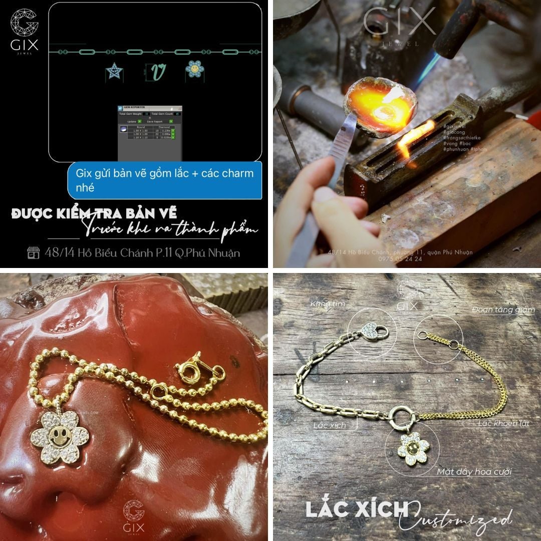 Gix Jewel có xưởng chế tác riêng tại TP.HCM nhận thiết kế lắc tay theo yêu cầu