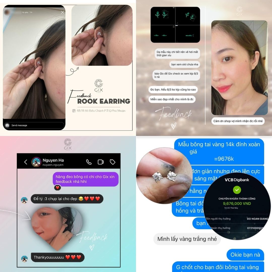 Feedback của khách hàng khi mua khuyên tai tại Gix Jewel