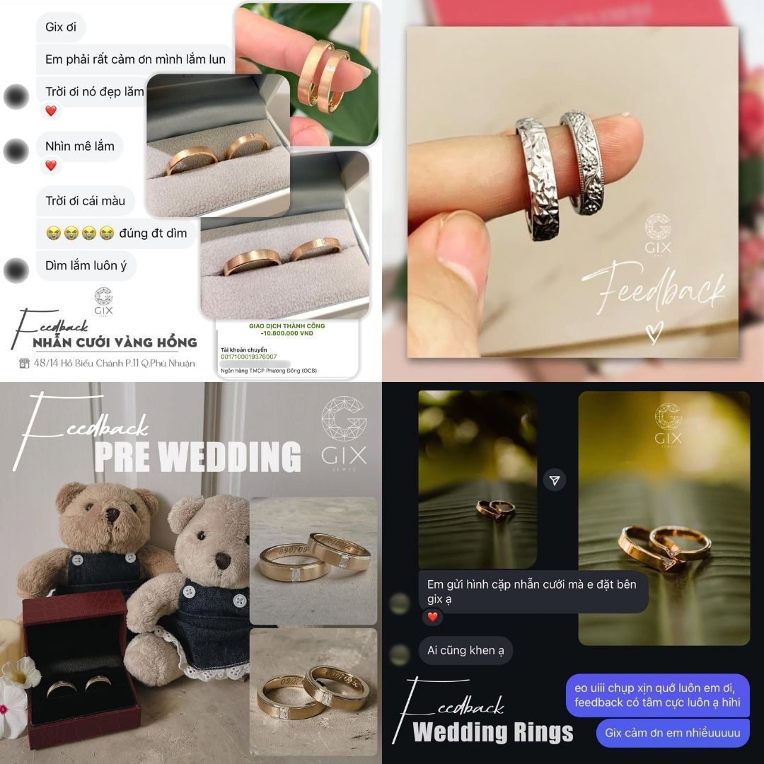 Tổng hợp feedback của khách hàng khi mua nhẫn cưới tại Gix Jewel
