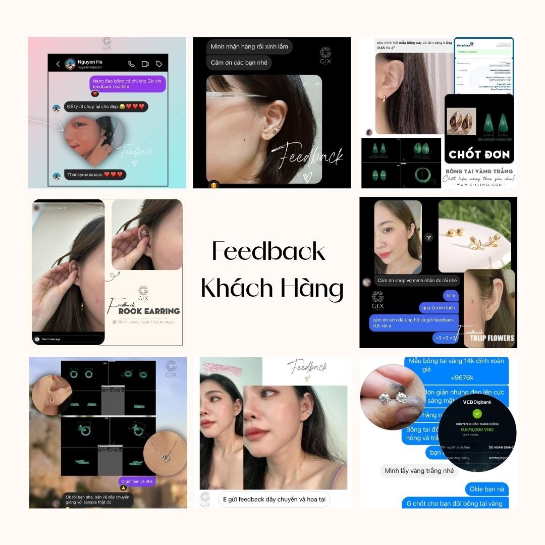 Feedback của khách hàng khi mua bông tai tại Gix Jewel