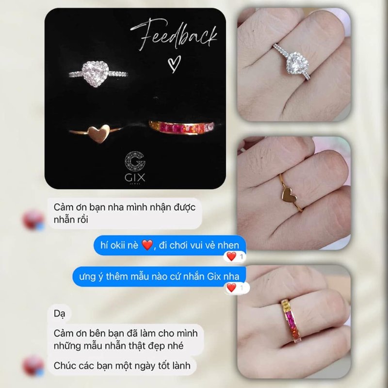Phản hồi thực tế từ khách hàng đặt nhẫn cầu hôn trái tim tại Gix Jewel