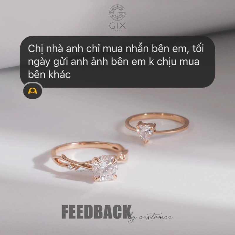 Phản hồi thực tế từ khách hàng đặt nhẫn cầu hôn trái tim tại Gix Jewel