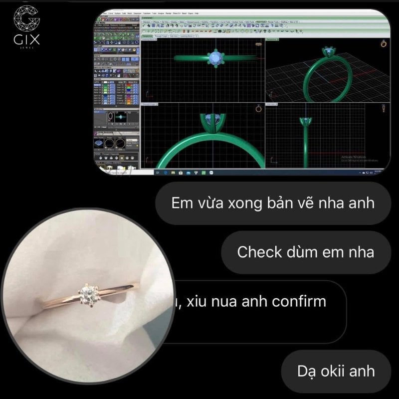 Phản hồi thực tế từ khách hàng đặt nhẫn cầu hôn tròn tại Gix Jewel