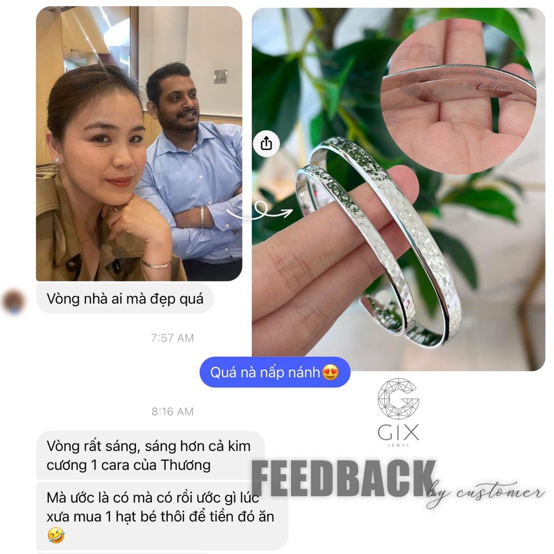 Phản hồi thực tế từ khách hàng đặt vòng tay khắc tên tại Gix Jewel