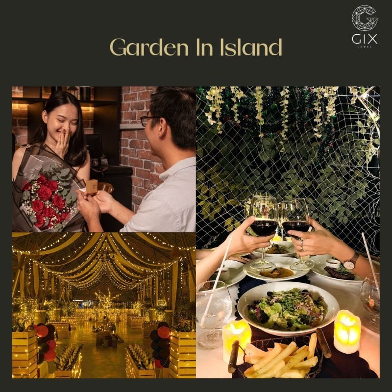 (Garden In Island với không gian sân vườn riêng tư, phù hợp cho kịch bản cầu hôn bất ngờ)